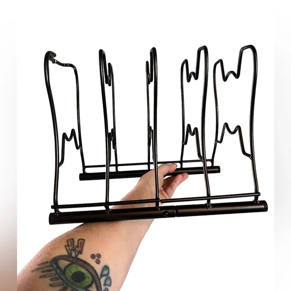 Two Large Metal Pot and Pan Lid Organizers Dark Bronze NWOT